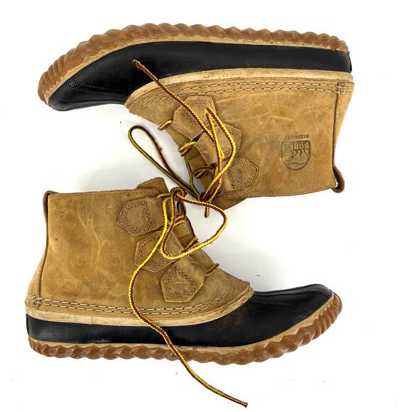 Sorel Women's 7/EU38 Tan Out 'N About Waterproof Leather Ankle Duck Boots - Picture 6 of 9